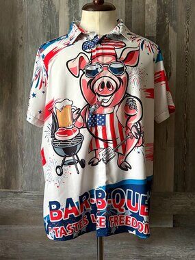 4th Of July American Flag BBQ Pig Hawaiian Shirt
